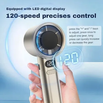 Produktbild von M11 Hochgeschwindigkeits -Handheld -Lüfter USB wiederaufladbarer Turbinen -Mini -Lüfter mit 120 -Geschwindigkeits -Stiefensteuerungsfunktion Tragbarer Batterie für Büros für (Grau)