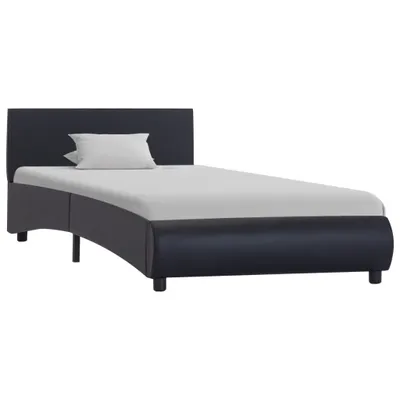Image de vidaXL Cadre de lit avec LED Noir Similicuir 90x200 cm