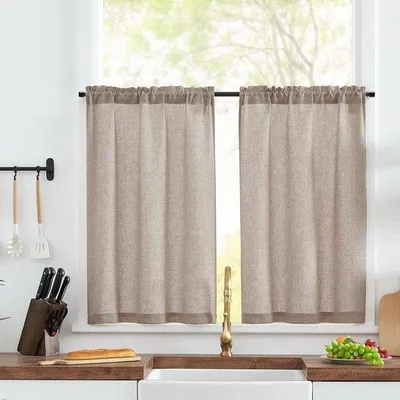 Produktbild von Famanu Vitrage Vorhang halbtransparent - braun, 65 x 115 cm, Set von 2
