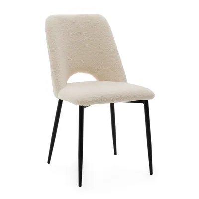 Produktbild von NEW HOME Stuhl ORO Esszimmerstuhl gepolsterter Wohnzimmerstuhl mit Steppung - ecru - moderne Samt Boucle Möbel