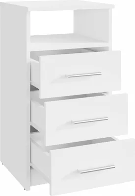 Produktbild von MATKAM Schubladenkommode 3SO in klassischer Optik, H75 x B40 x 35 cm, mit 3 Schubladen und einem offenen Ablagefach, Führungsschienen aus Metall, in verschiedenen Ausführungen erhältlich (Weiß)