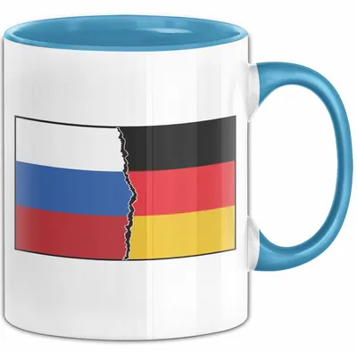 Produktbild von Russe Tasse Geschenk Russland Deutschland Flagge Geschenkidee (Blau)