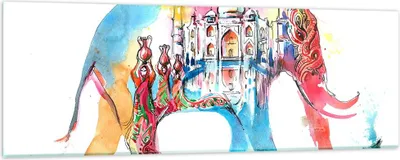 Produktbild von Bilder auf glas - Elefant Indien ethnisch Kultur - 90x30cm - Glasbilder - Wandbilder - Kunstdruck - zum Aufhängen bereit - Wanddekoration aus Glas - Glas Bilder - Wandbild auf Glas - GAB90x30-3037