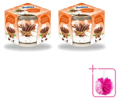 Image de 2 bougies parfumées "At Home Scents", senteur bois de santal et jasmin, 70 g chacune - Pack économique de 2 pièces