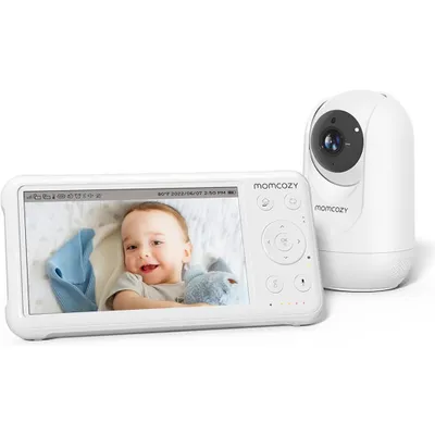 Immagine prodotto di Baby monitor Momcozy con telecamera, display da 5 pollici, video HD 1080P, baby monitor senza WiFi con audio e video, batteria da 5000 mAh, visione