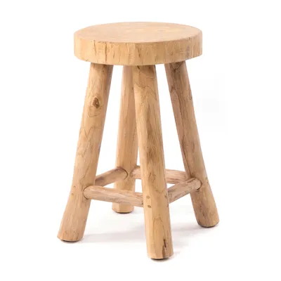 Produktbild von RUNDER HOCKER "PINTO" | Teak, 50x30 cm | Natur Schemel, Pflanzenhocker