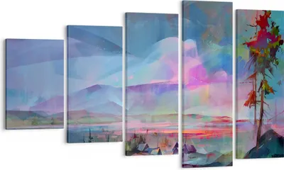 Produktbild von Bild auf Leinwand - Leinwandbild - Berge Baum Wasser - 100x60cm - Wand Bild - Wanddeko - Wandbilder - Leinwanddruck - Bilder - Kunstdruck - Wanddekoration - Leinwand bilder - Wandkunst - EG100x60-3919