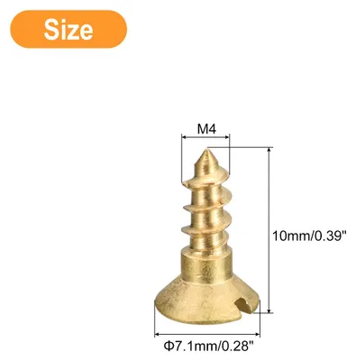 Produktbild von Messing Holzschrauben, 20 Stš¹ck M4 x 10mm Schlitzantrieb Senkkopf Selbstschneidende Schrauben fš¹r Holzarbeiten M?bel