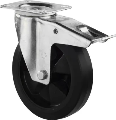 Produktbild von BS Rollen Lenkrolle B60 mit Totalfeststeller Durchmesser 200mm Tragfähigkeit 300kg Elastic-Vollgummireifen - L420.B60.200