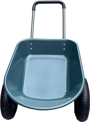 Productafbeelding van Tuimelaar tot 272 kg, tuimelaar voor de tuin met 2 luchtbanden en metalen velgen, multifunctionele kruiwagen, draagriem, kunststof bak