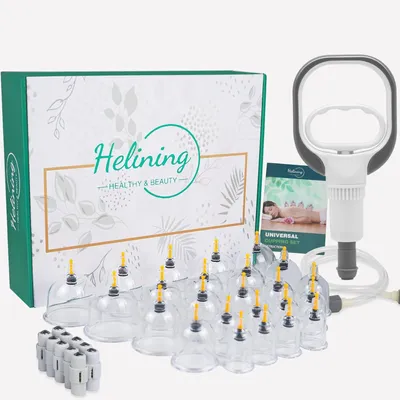 Produktbild von 24 Stück Schröpfgläser mit Vakuumpumpe, Schröpfglas für Gesicht und Körper, Schröpfen zur Gegen Cellulite, Spannung und Entspannen Muskeln, Schröpfset mit Akupressurpunkt Magneten