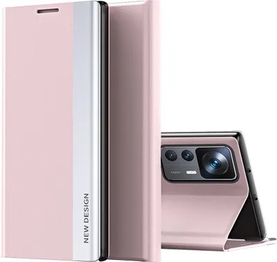 Produktbild von Xiaomi 12T Pro Hülle, Leder PolyurethanMagnetisch Klapp Stand Schutzhülle für Xiaomi 12T / 12T Pro Pink