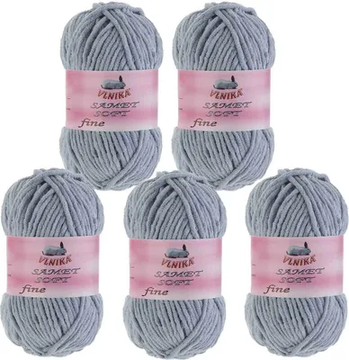 Produktbild von 5 x 100g Strickgarn Samet Soft Fine Chenille-Strickgarn Samtwolle flauschige