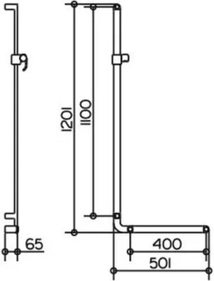 Obrázok produktu pre Keuco Elegance uhlové madlo 90° 501 x 1201 mm ľavé s držiakom sprchy pre zábradlie - pochrómované - 31606011102