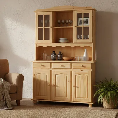 Immagine prodotto di Presezzo - Credenza, 130x32x198h cm Marrone Rovere, 3 Cassetti
