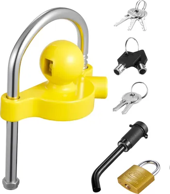 Obrázok produktu pre Súprava zámkov proti krádeži prívesu SucceBuy, kompatibilná s 1-7/8", 2" a 2-5/16" spojkami, výškovo nastaviteľná konštrukcia s kľúčmi pre obytné vozidlá, lode a prívesy