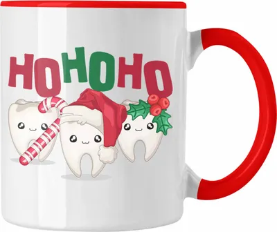 Produktbild von Trendation - Ho Ho Ho Zahnarzt Tasse Geschenk Weihnachten Zahnarztassistent Zahn-Grafik Weihnachtszeit (Rot)