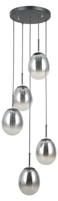 Zdjęcie produktu dla Lampa wisząca MEOLO czarna matowa 5xE14x5W szkło wym:120x42x42cm IP20 Italux