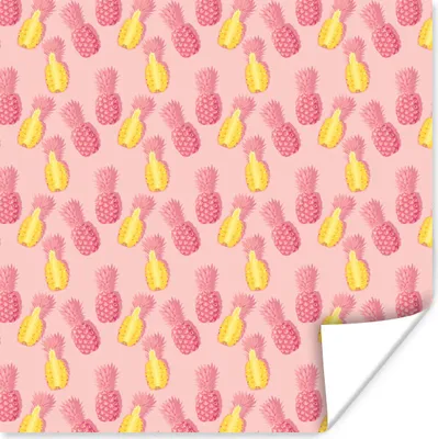 Produktbild von MuchoWow® Poster Sommer - Ananas - Muster - Rosa 100x100 cm - Babyzimmer
