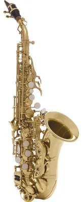 Sopransaxophon gebogen, Gold, mit Etui