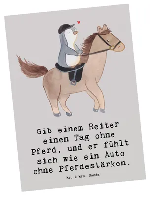 Produktbild von Mr. & Mrs. Panda Postkarte Reitsport Liebe - Grau Pastell - Geschenk, Teamsport, Sportart, Kraft, Sportler, Pferdesport, Pferde, Ansichtskarten, Ansichtskarte, Grußkarte