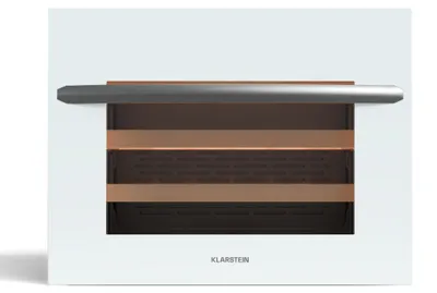 Obrázek produktu pro Klarstein Vinsider 24 Built-In Uno Vestavná vinotéka - 24 lahví, 1 zóna, 5-20 °C, LED osvětlení, UV ochrana, dřevěné police, tichá, energeticky úsporná, bílá, skleněné dveře