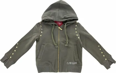 Produktbild von B16 felpa bimba GIRL GAUDI' TEEN grüner Kapuzenpulli mit Reißverschluss Sweatshirt Kinder