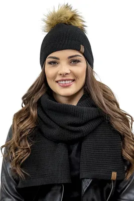 Produktbild von VIVISENCE Elegantes Damen Winter Set Aus Mütze Und Schal Mit Bommel Aus Warmem G
