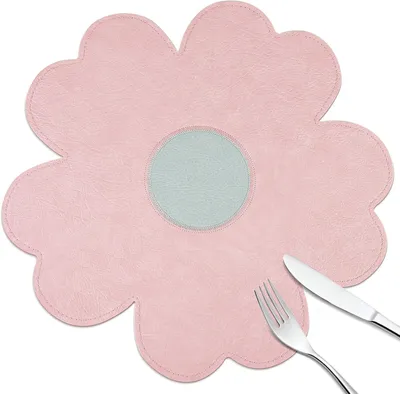 Produktbild von Runde Platzsets in Blumenform 38 cm Rosa PolyurethanKunstleder, 4 Stück
