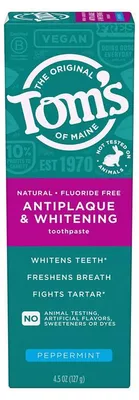 Produktbild von Zahnpasta, Toms of Maine, Anti-Plaque und Zahnaufhellung, Minzgeschmack, Plaque-Entfernung, Glanz, 4,5 oz