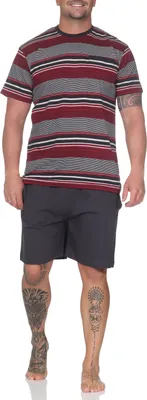 Produktbild von Normann Herren Schlafanzug kurzarm Shorty in eleganter Streifenoptik - auch in Übergröße ; rot , 50