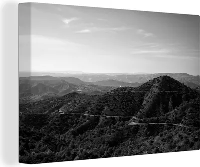 Produktbild von OneMillionCanvasses® - Leinwandbilder - 140x90 cm, Zypern - Schwarz - Weiß - Berg, Wandbilder Kunstdruck Wanddekoration