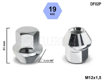 Obrázek produktu pro Kolová matice M12x1,5 kužel uzavřená, klíč 19, výška 32 mm, DF02P