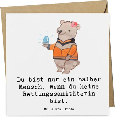 Produktbild von Mr. & Mrs. Panda Glückwunschkarte Rettungssanitäterin Herz - Weiß - Geschenk, Klappkarte, doppelkarte, faltkarte, Grußkarte, anlasskarte