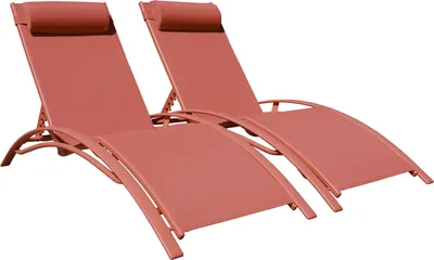 Produktbild von 2erSet Sonnenliegen GALAPAGOS aus Textilene Terracotta - Aluminium Terracotta