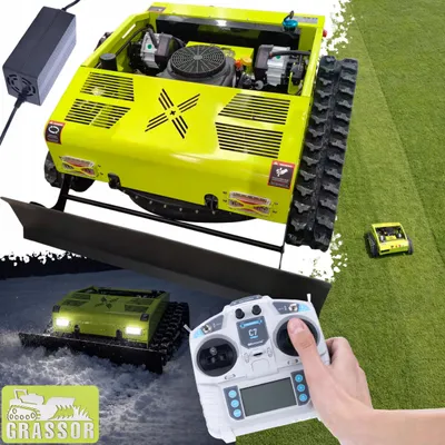 Produktbild von Robot-Raupenmäher Grassor MultiForce 1000GT-G22P – 22PS Loncin 764cc | 1000 mm Schnittbreite | Hybridantrieb | 2×1000W | 200 m Fernbedienung | 50° Steigung | 1–20 cm Schnitthöhe | Schneeräumschild Set