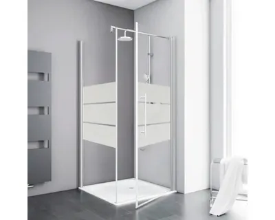 Produktbild von Duschtür mit Seitenwand mit Drehtür SCHULTE Alexa Style 2.0 ExpressPlus 80 x 80 cm Profil aluminium Glasdekor Depoli Lig