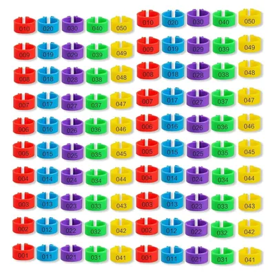 Imagen del producto de Anillos de plástico para aves, 100 unidades, 2 tamaños, 5 colores, para gallinas y aves de corral