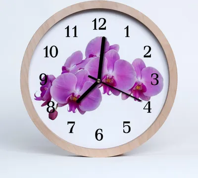 Produktbild von Holzuhr 30fi cm wanduhr - Orchidee Blumen