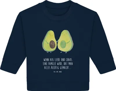 Produktbild von Mr. & Mrs. Panda Organic Baby Pullover Avocado Pärchen 12. - 18. Monat - French Navy - Geschenk, Schwangerschaft, Bullover, Liebe, Hochzeit, Geburt, Kinder