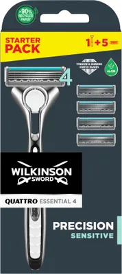 Zdjęcie produktu dla Wilkinson Quattro Titanium Sensitive Maszynka do golenia z wymiennymi ostrzami 1szt + wkłady 5szt