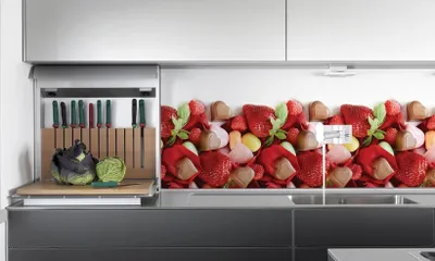 Produktbild von Küchenrückwand Spritzschutz PVC, 300x60 cm, Erdbeeren, Wandverkleidung , 1 Platte | STM
