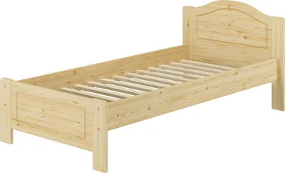 Produktbild von Bettrahmen Massivholzbett Kiefer natur Einzelbett 90x200 Futon Singlebett Zubehör wählbar V-60.37-09Rollrost inkl.