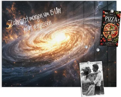 Produktbild von Magnettafel 120x90cm Pinnwand Whiteboard beschreibbar - Galaxie Nachthimmel