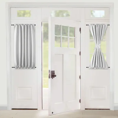 Türvorhang blickdicht, 102 x 64 cm, grau-weiß, Polyester, mit Raffhalter