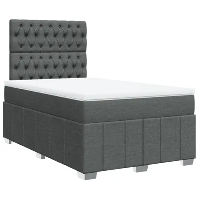Image de Lit Boxspring avec matelas gris foncé 120x190 cm Tissu