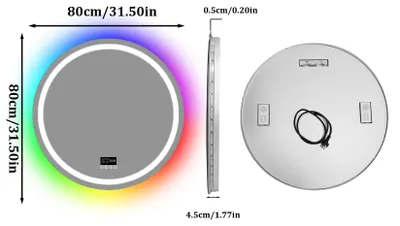 Produktbild von LED-Badezimmerspiegel mit Bluetooth-Lautsprecher und RGB-Beleuchtung – Antibeschlag- und dimmbarer Wandspiegel