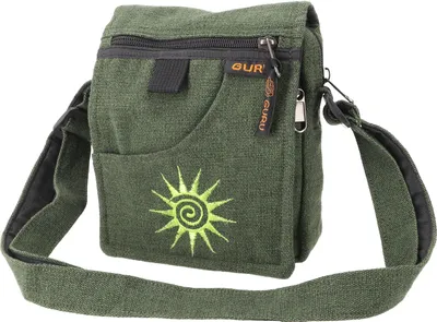 Produktbild von Kleine Schultertasche, Passporttasche - Dunkelgrün, Uni - Erwachsene, Baumwolle, 20*14*5 cm, Alternative Umhängetasche, Handtasche aus Stoff