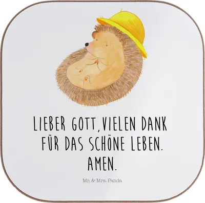 Produktbild von Mr. & Mrs. Panda Untersetzer für Gläser Igel Beten - Weiß - Geschenk, Gott, gläseruntersetzer, Dankbarkeit, Tassenuntersetzer, Leben, Coaster, Genießen, Tischuntersetzer
