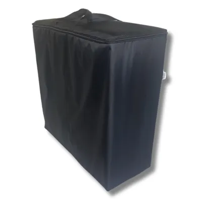 A black storage bag for a foldable mattress, shown against a white background.